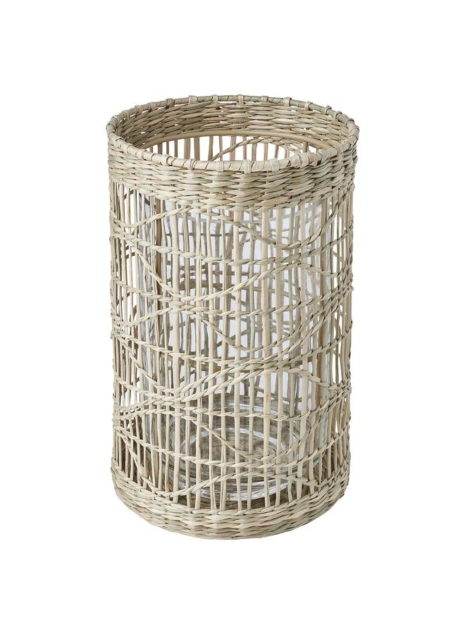 Zaboon Lantern For Block Candle, Handmade Sedge - Image 1
