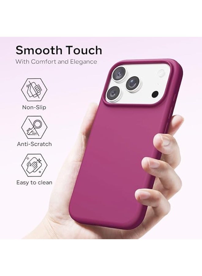 جراب متوافق مع iPhone 17 Pro Max مقاس 6.9 بوصة، غطاء واقٍ رفيع من السيليكون السائل الناعم والمطاط المقاوم للصدمات مع بطانة من الألياف الدقيقة المضادة للخدش (وردي) - Image 2