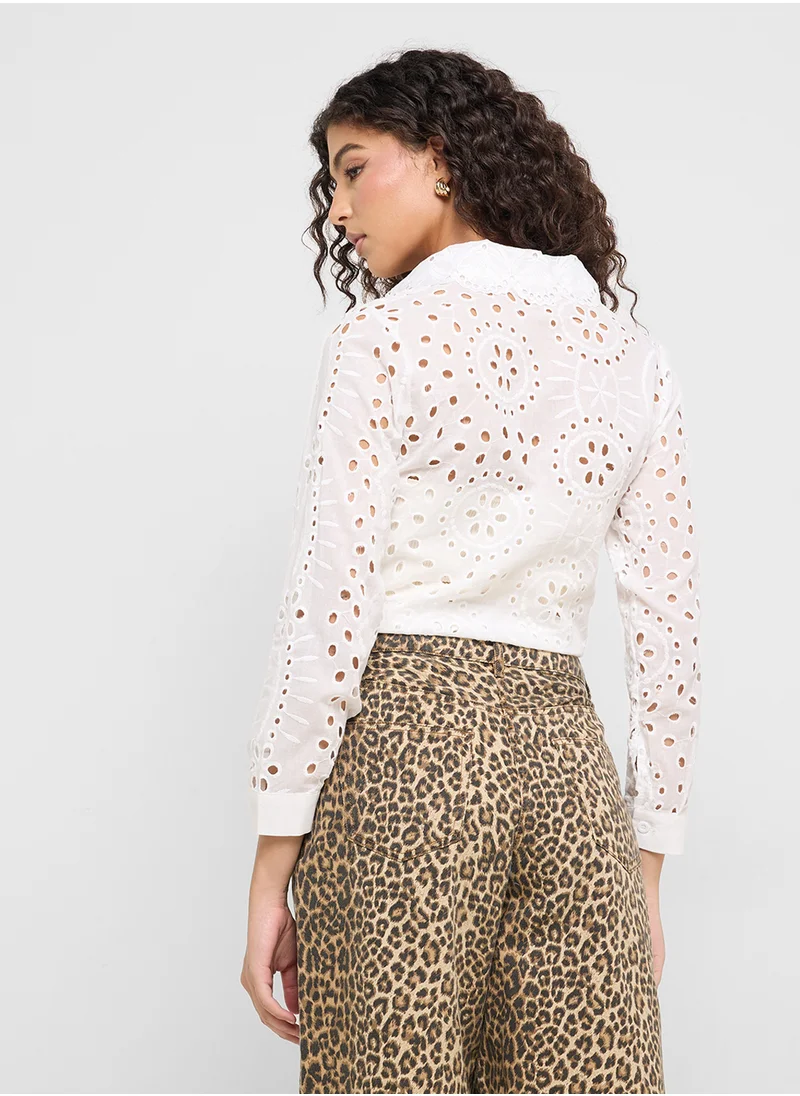 جينجر Cutwork Detail Shirt