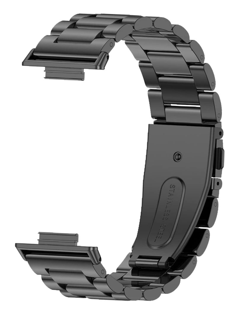 حزام معدني متوافق مع ملحقات ساعة Huawei Watch Fit المصنوعة من الفولاذ المقاوم للصدأ لساعة Huawei Watch Fit & Watch Fit الأنيقة والساعة النشطة باللون الأسود - Image 4