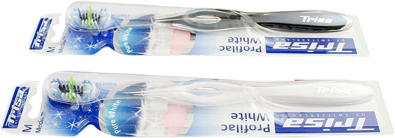 Trisa Profilac White Medium Adult Toothbrush - Swiss Oral Care with Micro Smooth Fine Tip and Elegant Handle Design - Image 5