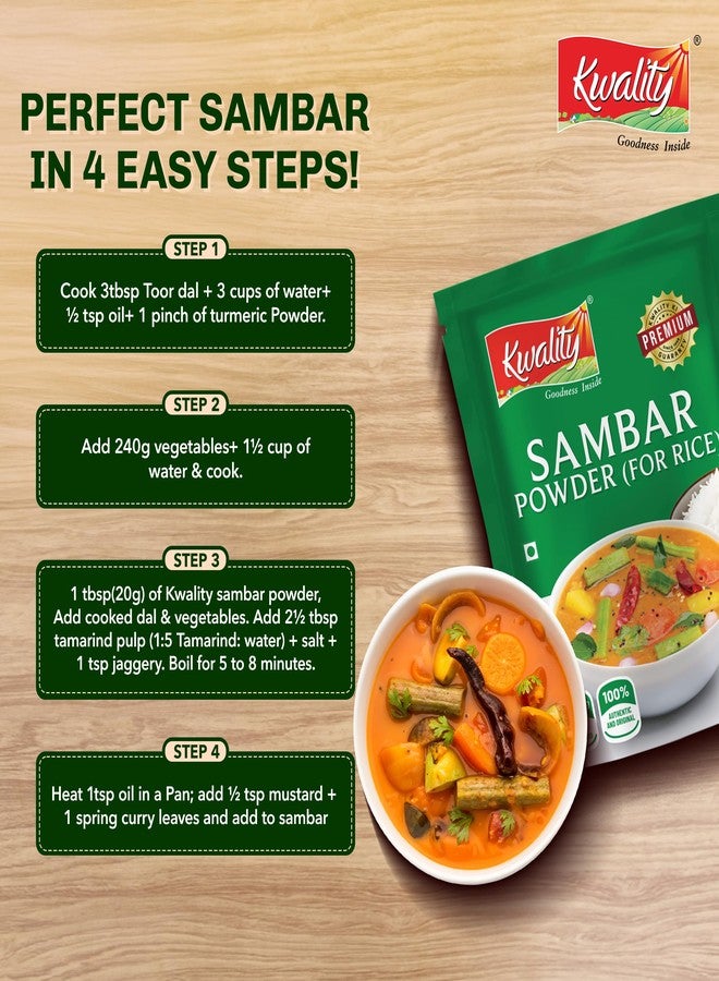 Kwality Sambar Powder for Rice - Authentic South Indian Spice Mix, Perfect for Flavorful Sambar and Rice Dishes 100g (Pack of 1) - Image 4
