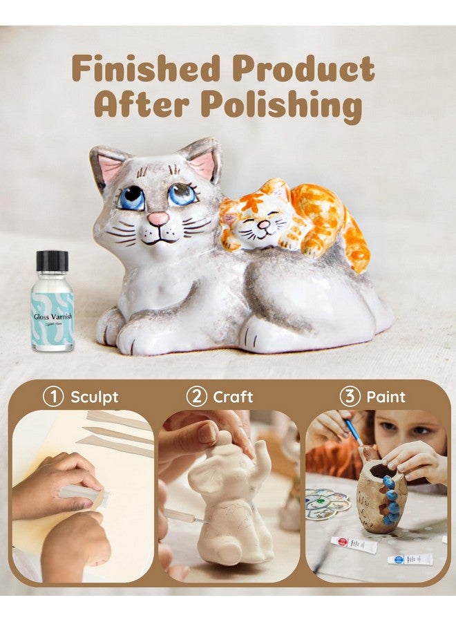 Anpro Air Dry Clay For Adults - Pottery Starter Kit For For Beginners Clay, Includes 46Pcs Diy Clay Kit For Adults,Air-Dry Clay, 19 Clay Tools Kit, Paints, 26 Letter Diy Clay Cutters, Varnish,Colored Rocks - Image 3