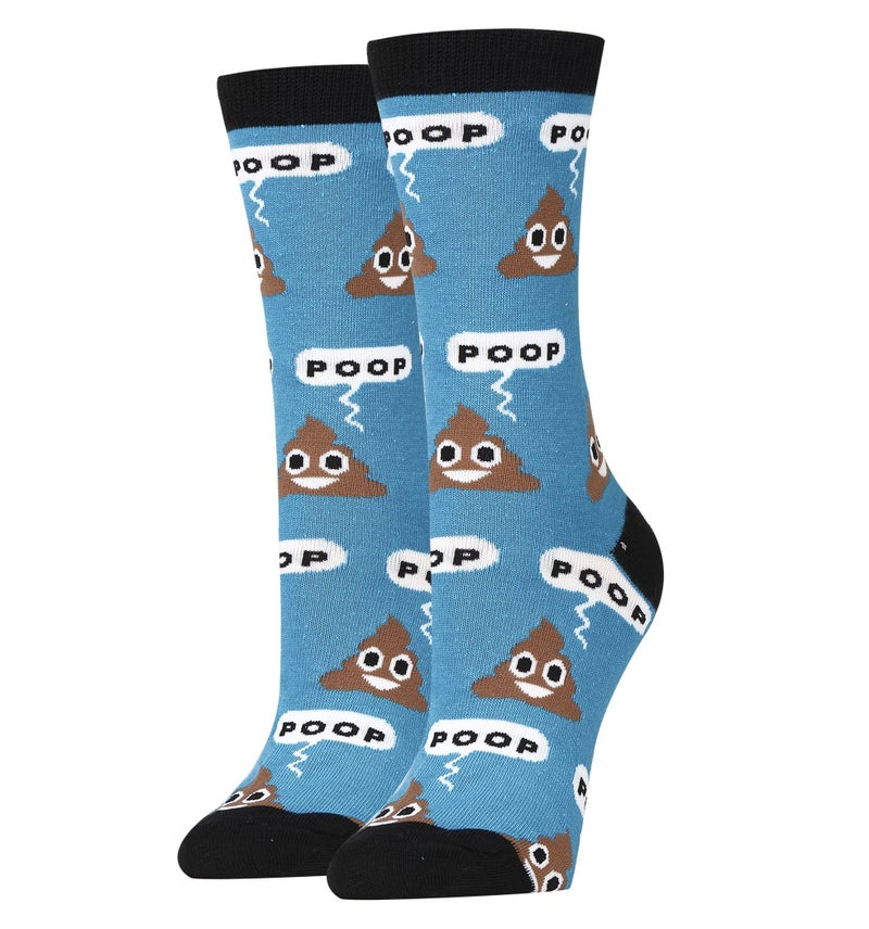 ooohyeah Women's Funny Novelty Crew Socks, Crazy Fun Silly Dress Socks, Poop - Image 1