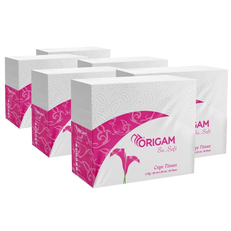 Origami 2 Ply Tissue Paper Napkins for Dining Table - Pack of 6 (50 Pulls Per Pack, 300 Sheets) - Image 1