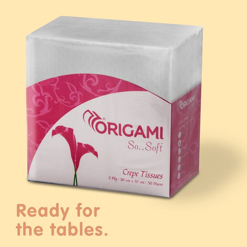 Origami 2 Ply Tissue Paper Napkins for Dining Table - Pack of 6 (50 Pulls Per Pack, 300 Sheets) - Image 3