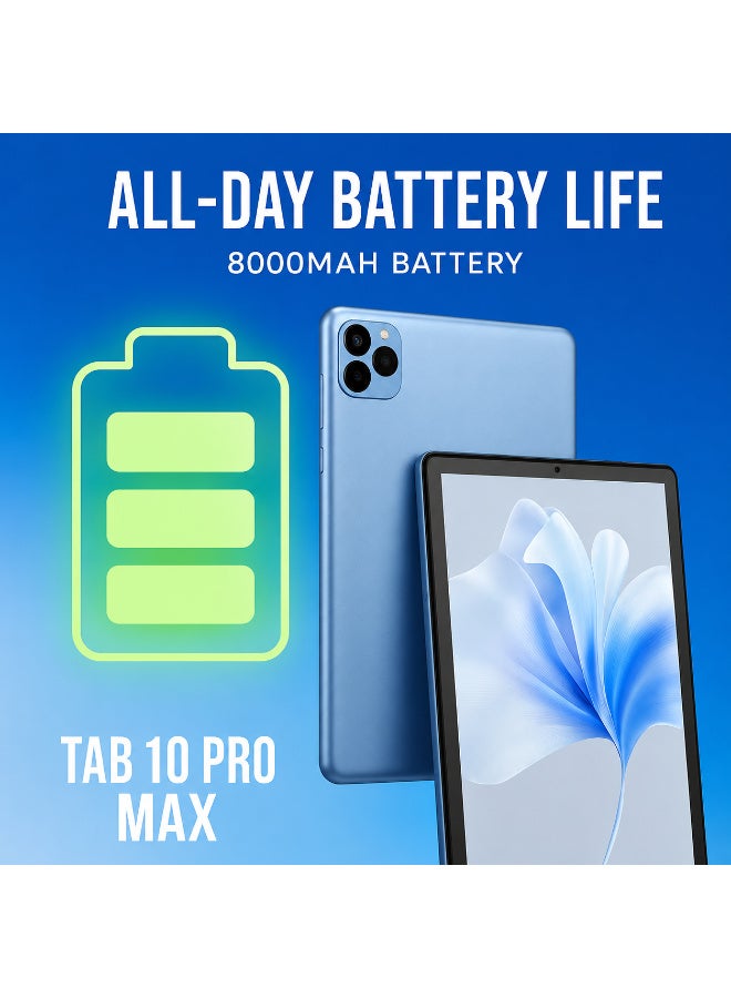 Oteeto Tab 10 PRO-MAX Slim Design | 12GB RAM + 512GB ROM | Ultra-Fast Octa-Core | Dual SIM | 10.1-inch Display | 5G Android Tablet | 8000mAh Powerhouse | Premium Performance & Style, Blue - Image 3