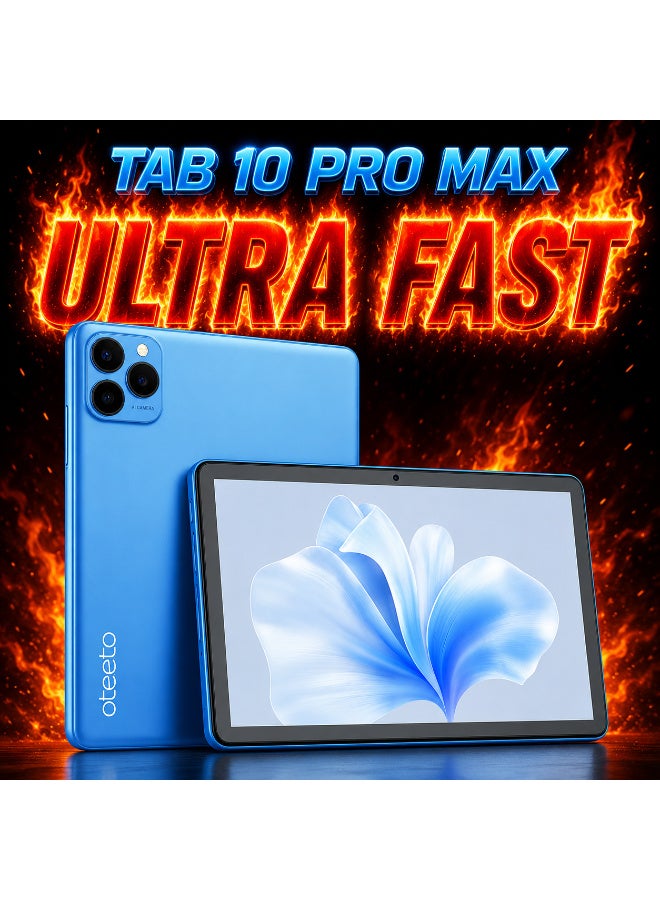 Oteeto Tab 10 PRO-MAX Slim Design | 12GB RAM + 512GB ROM | Ultra-Fast Octa-Core | Dual SIM | 10.1-inch Display | 5G Android Tablet | 8000mAh Powerhouse | Premium Performance & Style, Blue - Image 1