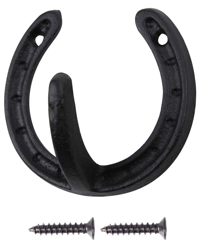 COAT HOOK HAT HORSE HOOK VINTAGE WROUGHT IRON WALL MOUNTED SCREWS INCLUDED WALL HOOK HORSESHOE