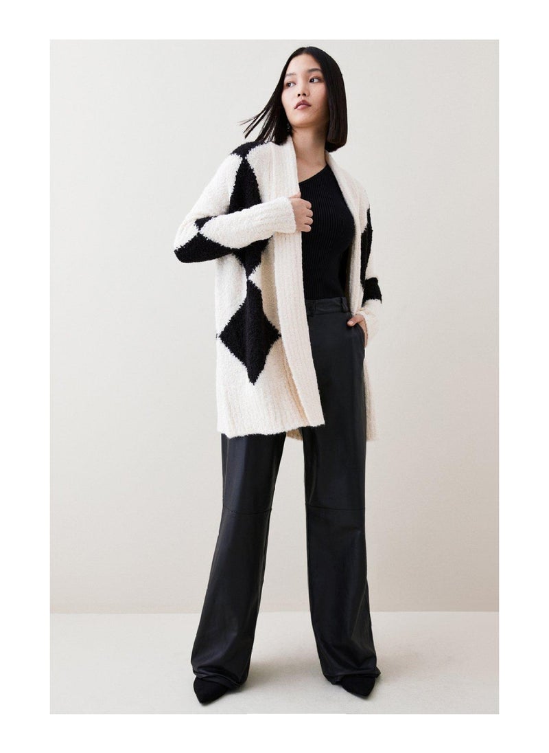 Karen Millen - Intarsia Boucle Shawl Neck Cardigan - Image 1