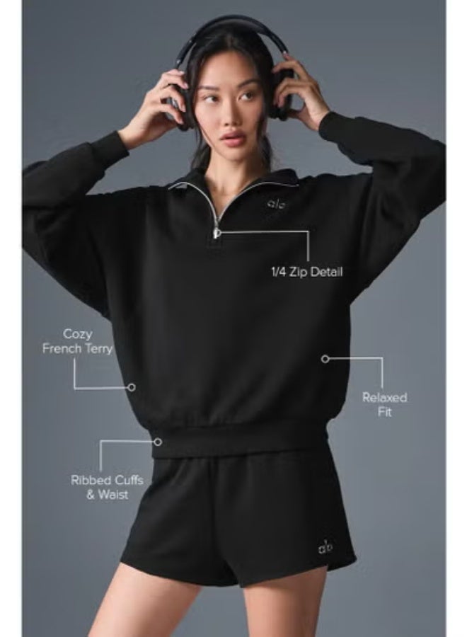 Alo Yoga Accolade 1/4 Zip Sweatshirt Relaxed Fit Women Long Sleeve Casual Daily Wear Top - Image 5
