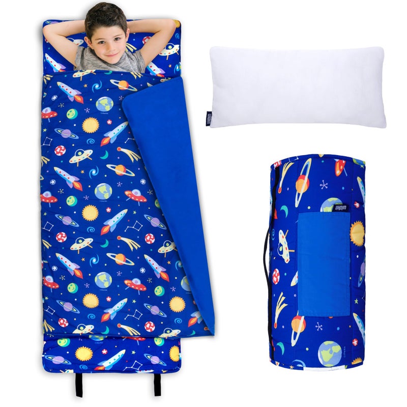 Wildkin Kids Original Nap Mat â€“ Cozy Kids Sleep Mat with Pillow, Ideal for School & Travel - Out of This World - Image 1
