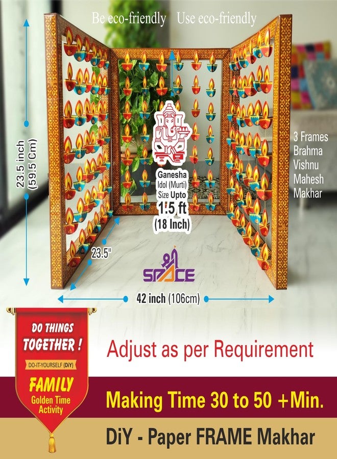 Shree Space (3F) 3Frames - Brahma Vishnu Mahesh MAKHAR Big Decoration | Ganesh Jayanti, Ganesh Puja, Maghi Ganeshotsav | DIY Paper 3D Temple Decorations | for All Festivals | - Image 2