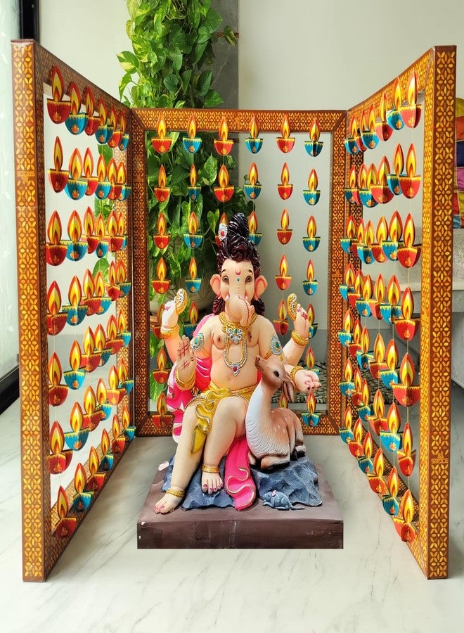 Shree Space (3F) 3Frames - Brahma Vishnu Mahesh MAKHAR Big Decoration | Ganesh Jayanti, Ganesh Puja, Maghi Ganeshotsav | DIY Paper 3D Temple Decorations | for All Festivals | - Image 1
