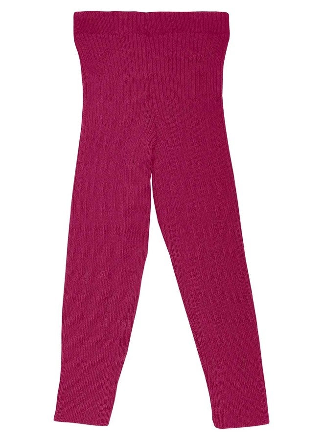 Ecoable Kids Thermal Bottoms: Baby Winter Leggings Pants, Organic Merino Wool (EU 62-68/3-6 Months, Berry) - Image 1