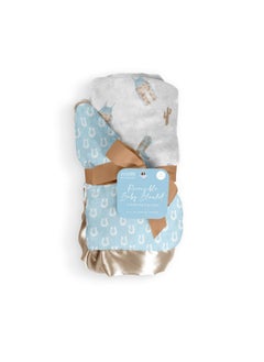 JuJuBe JuJuBe x Studio Oh! Baby Essentials Reversible Baby Blanket - Soft Throw for Newborns & Infants, Ideal for Tummy Time, Home, Travel & Nursery Essentials - Perfect Howdy Partner Blue  - Image 1