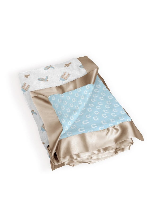 جوجوبي بطانية أطفال قابلة للعكس من JuJuBe x Studio Oh! Baby Essentials - غطاء ناعم للأطفال حديثي الولادة والرضع، مثالية لوقت النوم على البطن، والمنزل، والسفر، ومستلزمات الحضانة - Perfect Howdy Partner Blue  - Image 2