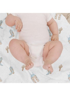 JuJuBe JuJuBe x Studio Oh! Baby Essentials Reversible Baby Blanket - Soft Throw for Newborns & Infants, Ideal for Tummy Time, Home, Travel & Nursery Essentials - Perfect Howdy Partner Blue  - Image 5