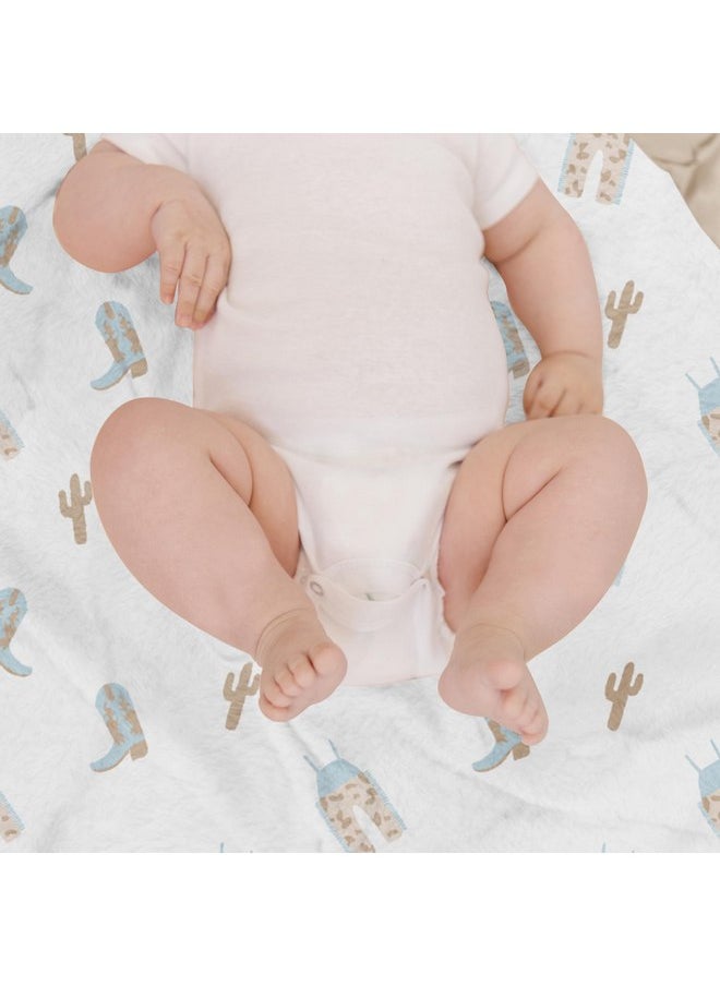 جوجوبي بطانية أطفال قابلة للعكس من JuJuBe x Studio Oh! Baby Essentials - غطاء ناعم للأطفال حديثي الولادة والرضع، مثالية لوقت النوم على البطن، والمنزل، والسفر، ومستلزمات الحضانة - Perfect Howdy Partner Blue  - Image 5