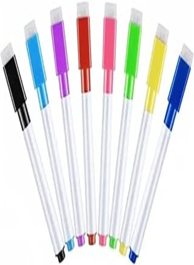 Erasable Color Set Fine Tooth 8 Pencils for Whiteboard and Book with Write and Wipe Function