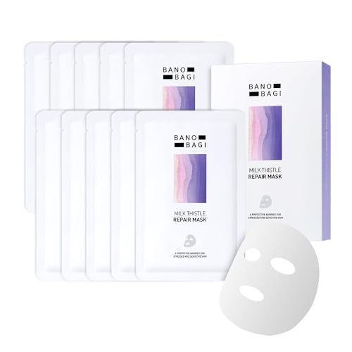 Banobagi Milk Thistle Repair Face Mask â€“ Korean Skin Care with Centella, Hyaluronic Acid & Adenosine | Hydrating & Soothing Sheet Mask for Sensitive Skin, Fragrance-Free, 10EA - Image 1