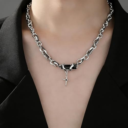 YUISI 2PCS Jewellery Set, Gothic Necklace and Bracelet Set, Matching Couple Gift for Men and Women, Suitable for Both Men and Women Who pPersonalized Accessories - Image 3