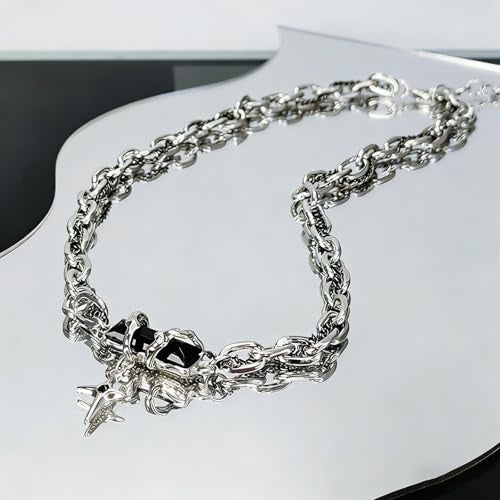 YUISI 2PCS Jewellery Set, Gothic Necklace and Bracelet Set, Matching Couple Gift for Men and Women, Suitable for Both Men and Women Who pPersonalized Accessories - Image 5