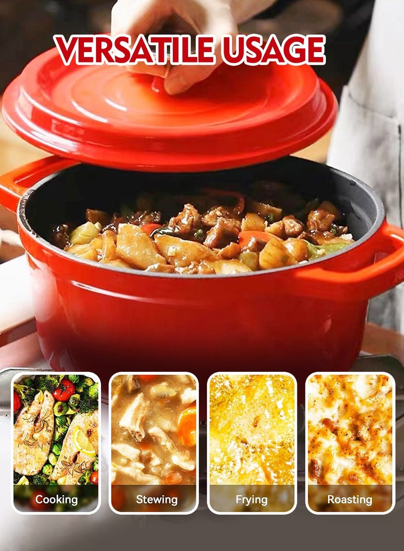 Double bottom enamel pot, enamel cast iron Dutch oven pot 4 quarts, very suitable for cooking, stewing, frying and baking, multifunctional enamel pot, thick stew pot for home kitchen, multifunctional non stick double ear soup pot - Image 4