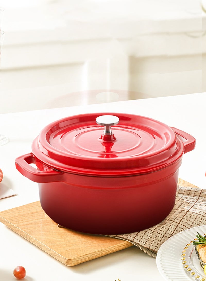 Double bottom enamel pot, enamel cast iron Dutch oven pot 4 quarts, very suitable for cooking, stewing, frying and baking, multifunctional enamel pot, thick stew pot for home kitchen, multifunctional non stick double ear soup pot - Image 1