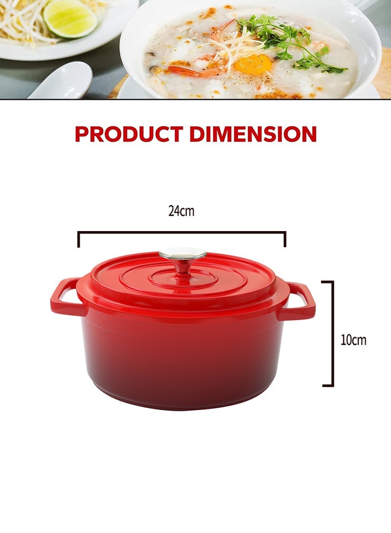 Double bottom enamel pot, enamel cast iron Dutch oven pot 4 quarts, very suitable for cooking, stewing, frying and baking, multifunctional enamel pot, thick stew pot for home kitchen, multifunctional non stick double ear soup pot - Image 3