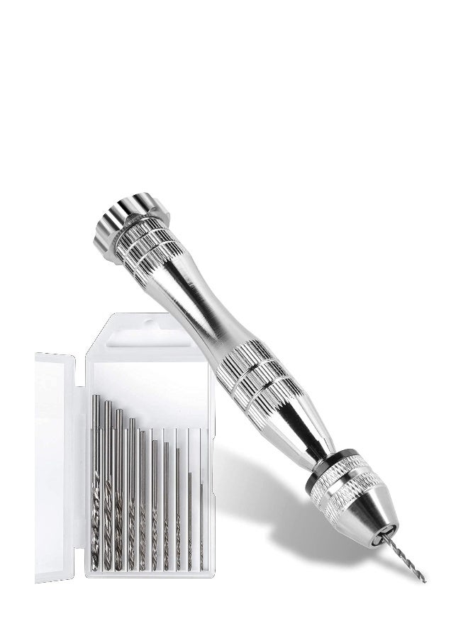 Pin Vise for Resin Casting Molds,Steel Hand Drill, Resin Drill with 10 PCS Drill Bit,Precision Hand Drill Tools for Epoxy Resin Arts Crafts,Wood,Clay,DIY Resin Keychain Jewelry Making - Image 1