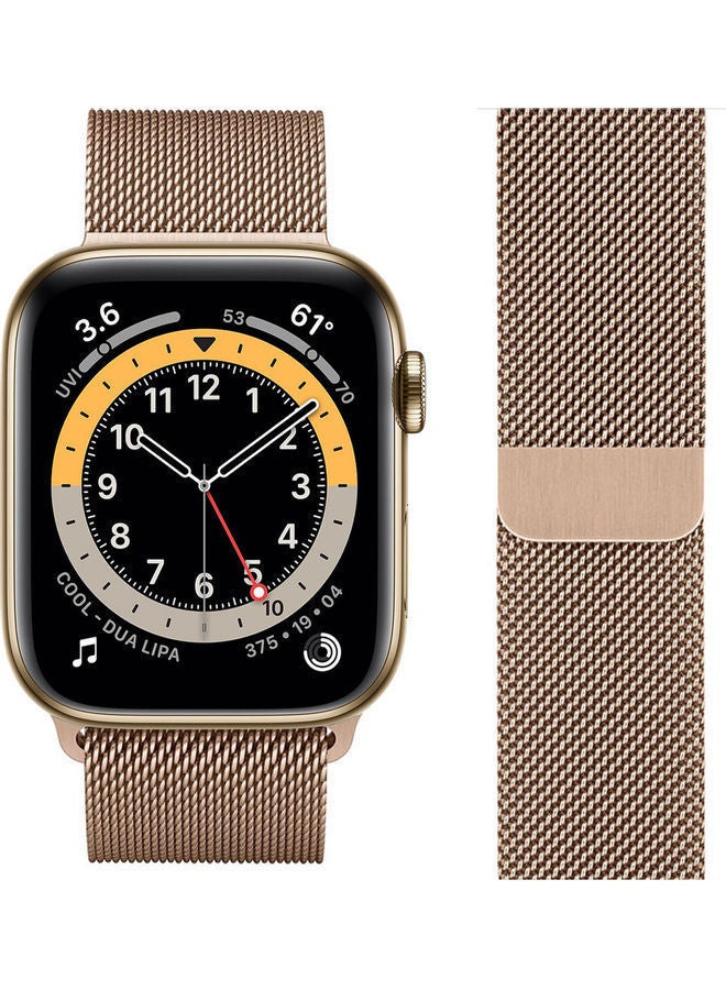 NIBEMINENT Stainless Steel Replacement Band For Apple Watch Series 1/2/3/4/5/6/SE 42/44mm Official Gold - Image 2