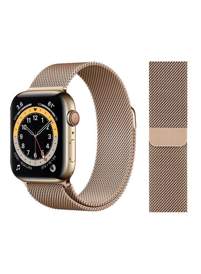NIBEMINENT Stainless Steel Replacement Band For Apple Watch Series 1/2/3/4/5/6/SE 42/44mm Official Gold - Image 1