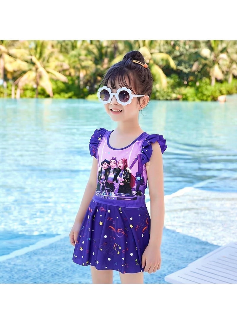 KPop Demon Hunters Printed One Piece Swimsuit Multi Sizes Quick Dry Bathing Suit Summer Beach Pool Swimwear Outfit for Fans - Image 2
