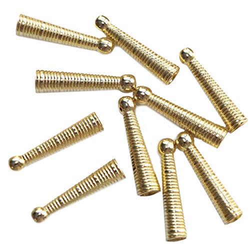 SeedBeadExplosion Bolo Tie Tips Gold Plated Heavy Ridged Ball Style 25mm Long Pk/10 - Image 1