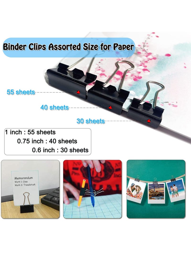 SYOSI Paper Clips Binder Clips, 340 PCS Paper Clips Binder Clips Assorted Sizes, Including Large Medium Small Paper Clips + Medium Small Mini Binder Clips, Black Binder Clip for Book, School, Office - Image 5