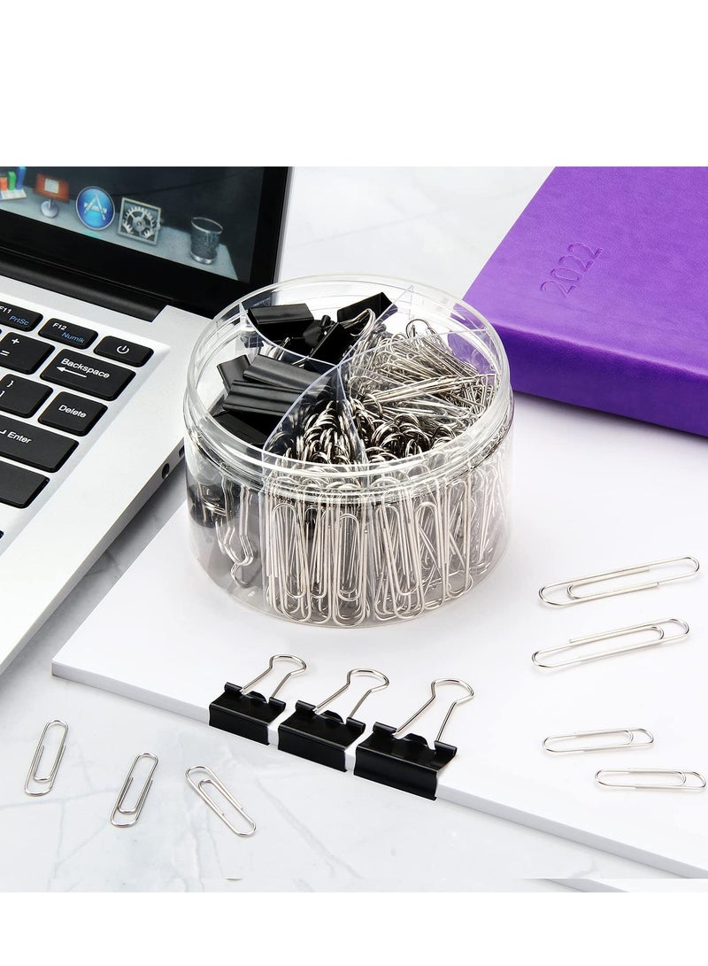 SYOSI Paper Clips Binder Clips, 340 PCS Paper Clips Binder Clips Assorted Sizes, Including Large Medium Small Paper Clips + Medium Small Mini Binder Clips, Black Binder Clip for Book, School, Office - Image 2
