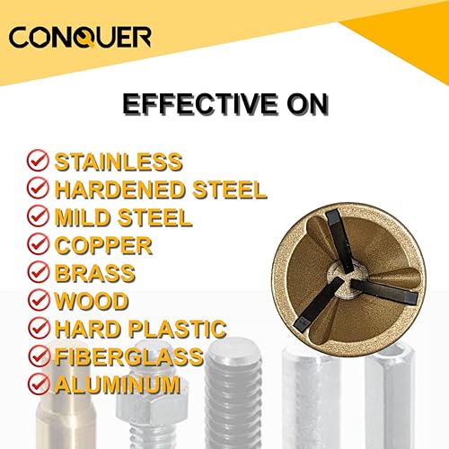 CONQUER Tools Deburring External Chamfer Tool, Premium Tungsten Blade, Deburring Drill Bit, Remove Burr Tools Quick Release Shank Fits for 1/8"-3/4"(3mm-19mm) Stainless Steel Burr Removal, Countersink - Image 4