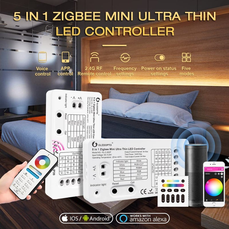 Protium ZigBee 5in1 Mini LED Strip Controller Work with Hue Bridge Echo PlusLightify Hub Tuya Zigbee Hub support apple home kit - Image 2