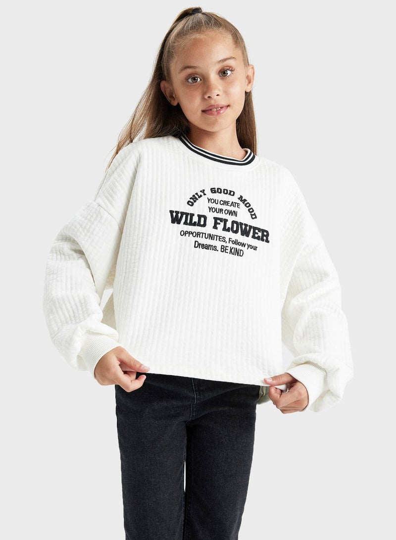 DeFacto Kids Slogan Print Sweatshirt  - Image 1