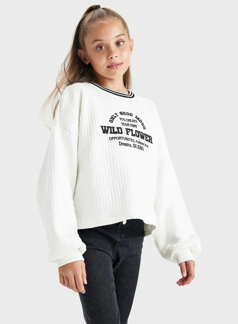 DeFacto Kids Slogan Print Sweatshirt