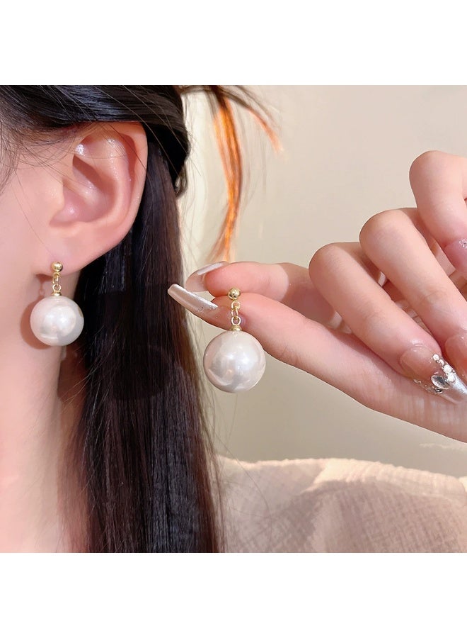 Goolsky أقراط لؤلؤ كبيرة أنيقة للنساء - تصميم معدني فاخر خفيف، مجوهرات عصرية بسيطة، دبابيس فضة S925 مضادة للحساسية، مناسبة للارتداء الرسمي واليومي - Image 2