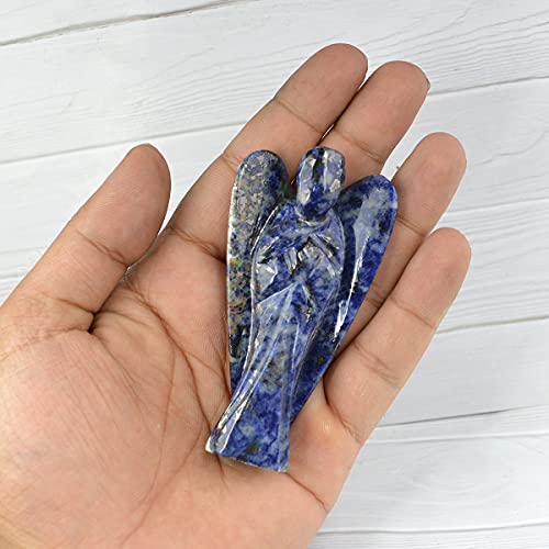 Crystu Sodalite Angel Natural Crystal Stone Angels Size 7.6 cm (3 inch). Charged by Reiki Grand Master & Vastu Expert (Color : Blue) - Image 3