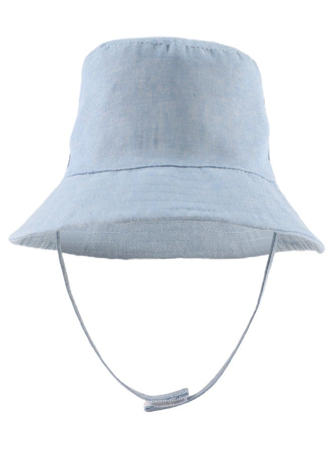 JANGANNSA Denim Summer Baby Sun Hat Boys Girls Infant Toddler Bucket Hats Sun Protect Beach Baby Caps(Denim Light Blue, 46cm) - Image 2