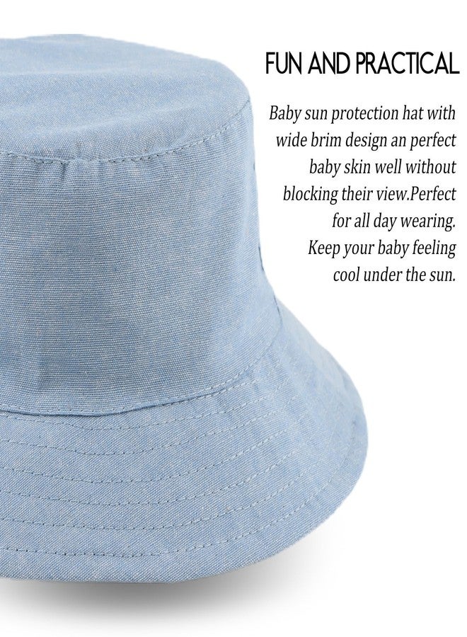 JANGANNSA Denim Summer Baby Sun Hat Boys Girls Infant Toddler Bucket Hats Sun Protect Beach Baby Caps(Denim Light Blue, 46cm) - Image 5