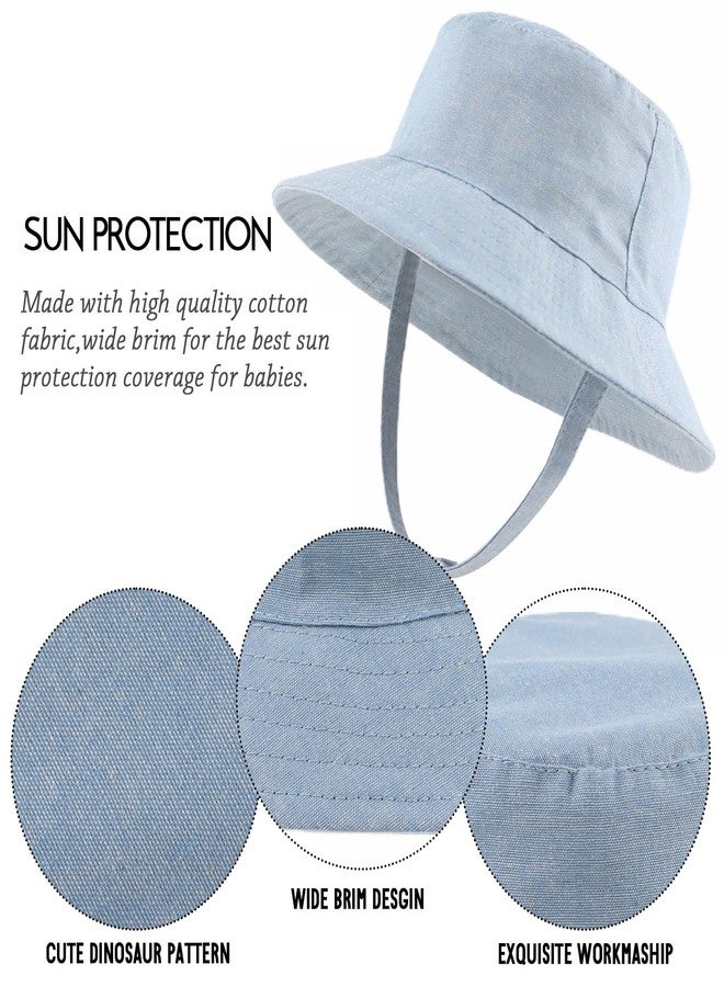 JANGANNSA Denim Summer Baby Sun Hat Boys Girls Infant Toddler Bucket Hats Sun Protect Beach Baby Caps(Denim Light Blue, 46cm) - Image 3