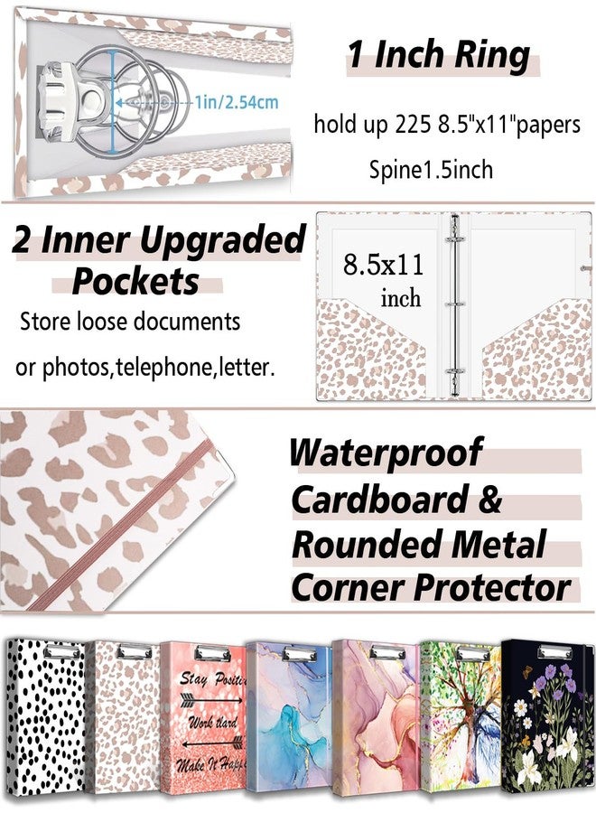 BVSSX 3 Ring Binder 1 Inch for 8.5"x11" Paper, Three Ring Binders with Clipboard, 5 Dividers with Tabs and Pockets, Plastic Folder, 18 Divider Stikers, Decorative Binder with Pen Holder,Leopard - Image 4