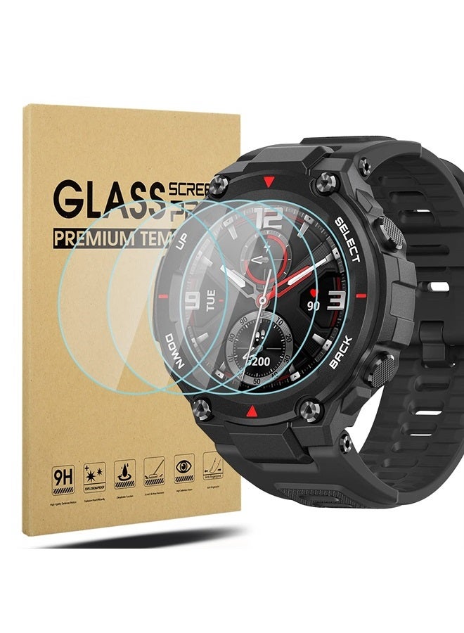 Suoman 4-Pack for Amazfit T-Rex/Amazfit T-Rex Pro Screen Protector, [Anti-Scratch] for Amazfit T-Rex/Amazfit T-Rex Pro Smartwatch Tempered Glass Screen Protector 2.5D 9H Hardness - Image 1