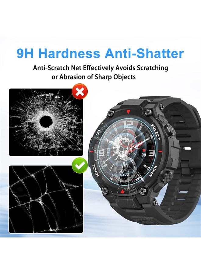 Suoman 4-Pack for Amazfit T-Rex/Amazfit T-Rex Pro Screen Protector, [Anti-Scratch] for Amazfit T-Rex/Amazfit T-Rex Pro Smartwatch Tempered Glass Screen Protector 2.5D 9H Hardness - Image 3