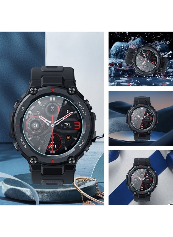 Suoman 4-Pack for Amazfit T-Rex/Amazfit T-Rex Pro Screen Protector, [Anti-Scratch] for Amazfit T-Rex/Amazfit T-Rex Pro Smartwatch Tempered Glass Screen Protector 2.5D 9H Hardness - Image 2